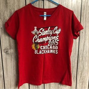 NHL Chicago Blackhawks 2015 Stanley Cup Champions Ladies Medium Shirt